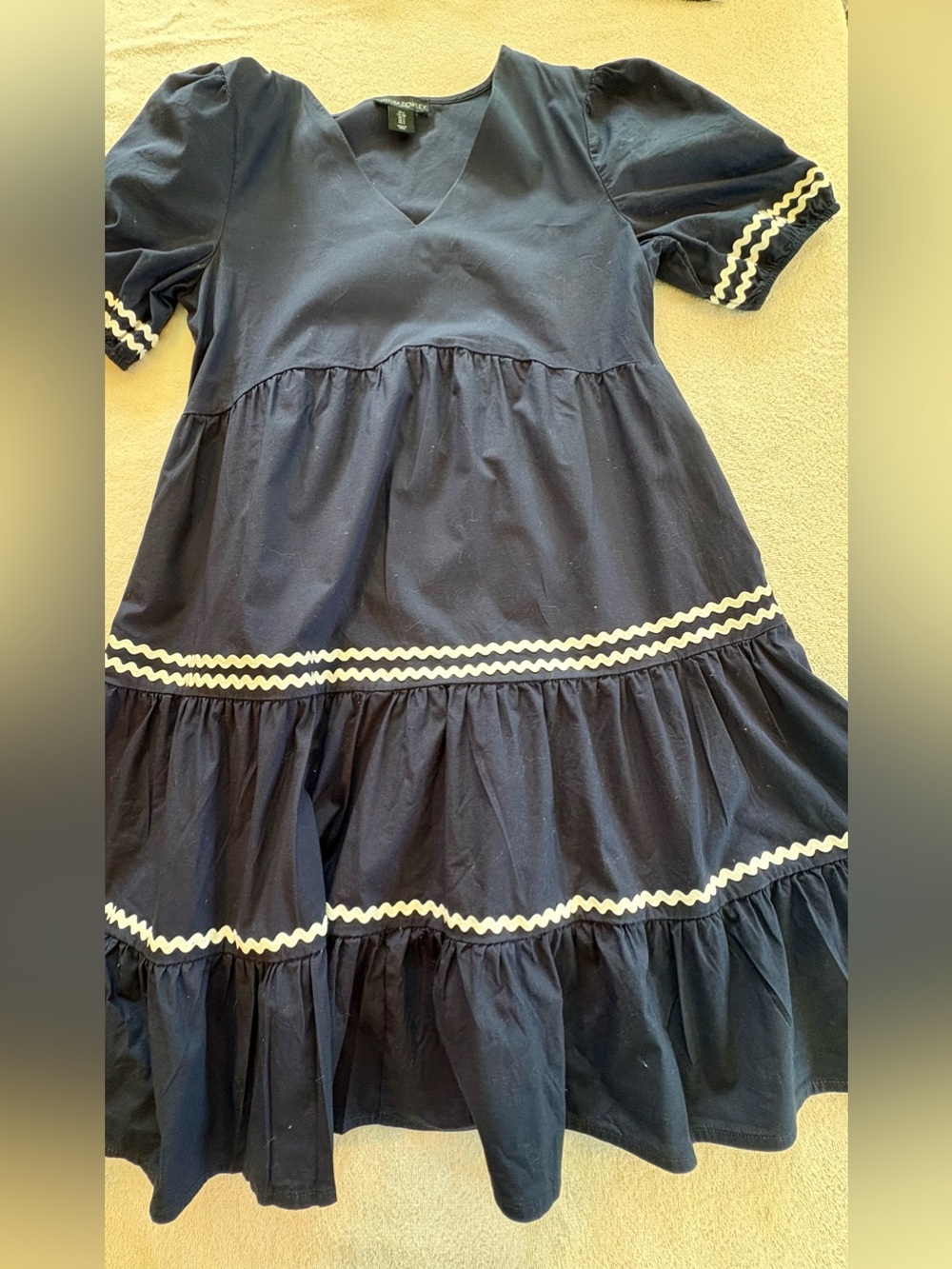 Cynthia Rowley Coastal Nautical Tiered Dress Rickrack Trim Small - Picture 4 of 10